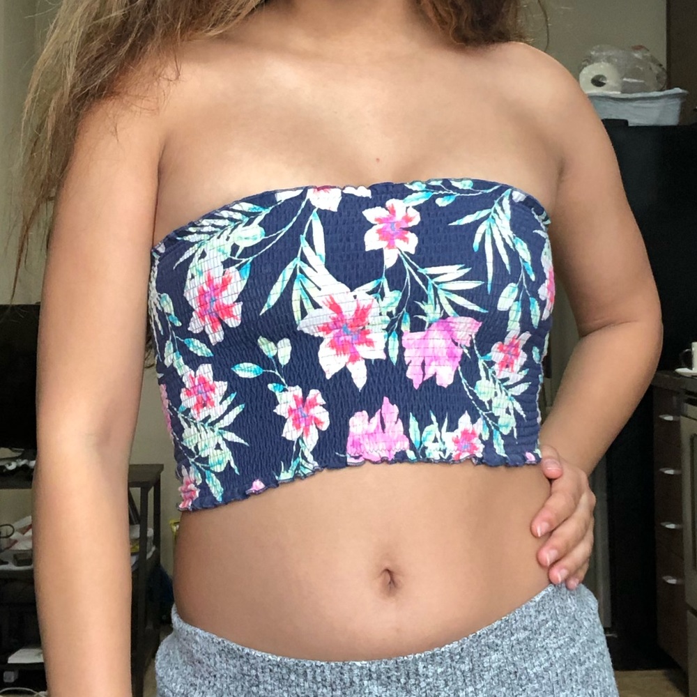 PINK tube top floral print